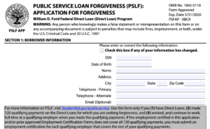 Public Service Loan Forgiveness Application Form 2022